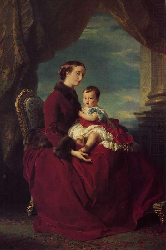 Franz Xaver Winterhalter The Empress Eugenie Holding Louis Napoleon, the Prince Imperial on her Knees china oil painting image